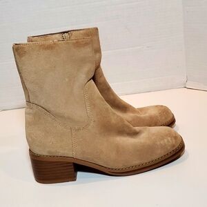 Bongo Y2K Block Heel Suede Leather Booties 6.5M